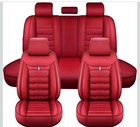 Premium Leather Car Seat Covers - Full Set 5-Piece RED