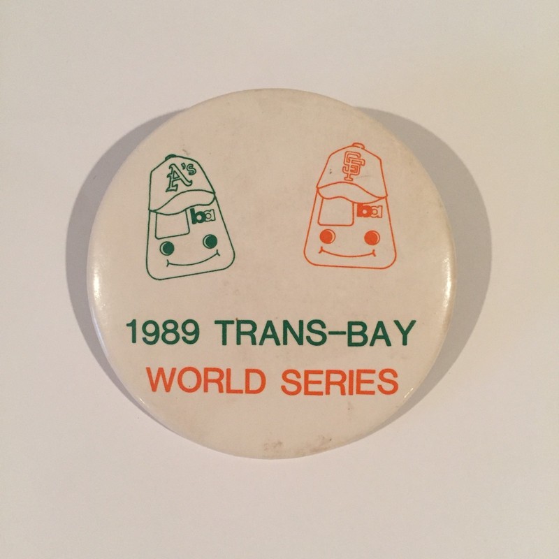 BART Transit 1989 World Series Oakland A's San Francisco Giants Button Pin
