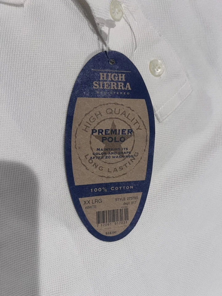 Camisa polo de golfe XXL High Sierra Premier algodão manga curta branca  - Imagem 3 de 4