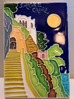 ''S. MICHELE CAPRI Decorative Old Town Sea Wall Hanging Hand Painted Italian Tile