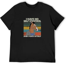 Rare BoJack Horseman I Have No Self Control and I Hate T-Shirt Men's Top Short S