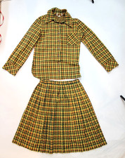 Vintage 1970's Devon Plaid Women's 2 Piece Skirt Suit Pleated Skirt Size 14
