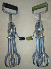 A&J High Speed Egg Beater, Green Bakelite + Androck Egg Beater w/ Black Bakelite
