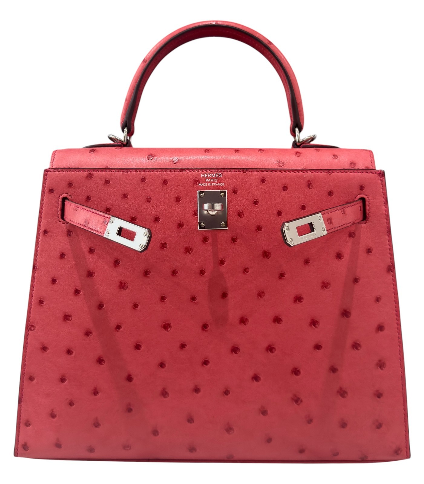Hermes Kelly 25 Sellier Bougainvillea Pink Ostrich Leather Palladium Hardware image 3