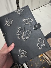 Coach Butterfly Black Leather Notebook NWT 2025 Silver Embossed CCF42 Sold Out