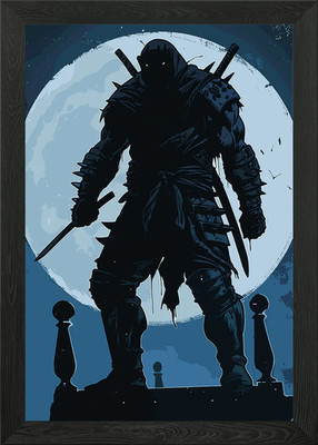 Shadow Ninja Silhouette Gerahmtes Wandbild Poster Leinwanddruck Bild