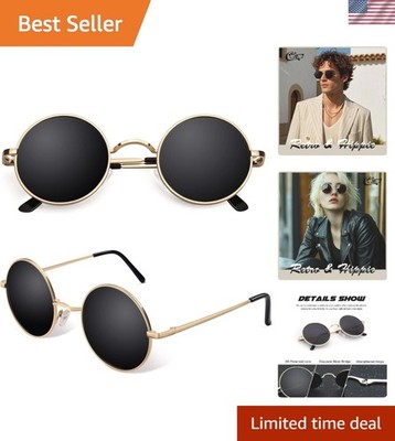 Retro round Polarized Sunglasses Circle Metal UV400 Protection E01