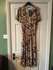 Kim & Co Dress Size S Long Jersey Floral Short Sleeve Holiday Summer 10 12 New