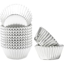 500 pezzi Fodere per cupcake in lamina d'argento per cogliere coppe da forno spesse e robuste,1904