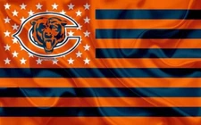 2 Chicago Bears Wavy Stars & Stripes US Flag Design Vinyl STICKERS 5x3.15 Decals