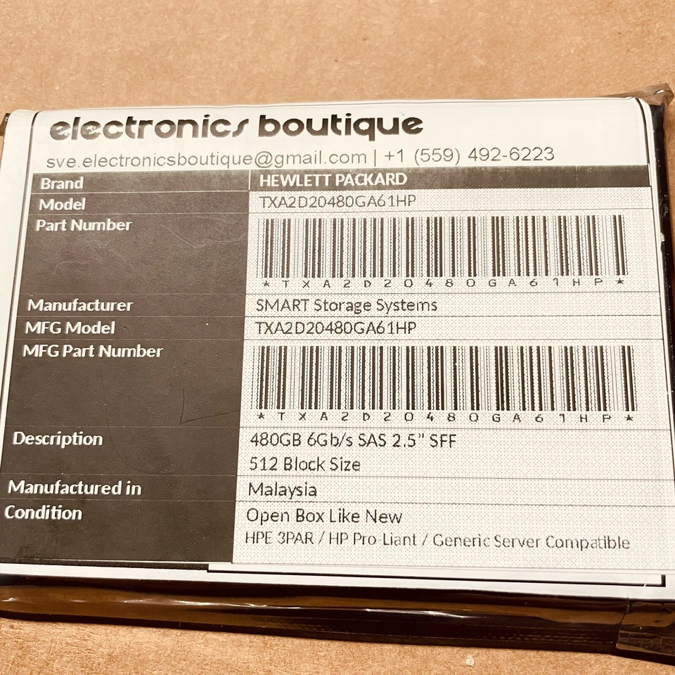 HP HPE 3PAR Smart Storage Systems TXA2D20480GA61HP 480GB SAS 6Gb/s 2.5" SFF 512  - Image 2 of 4