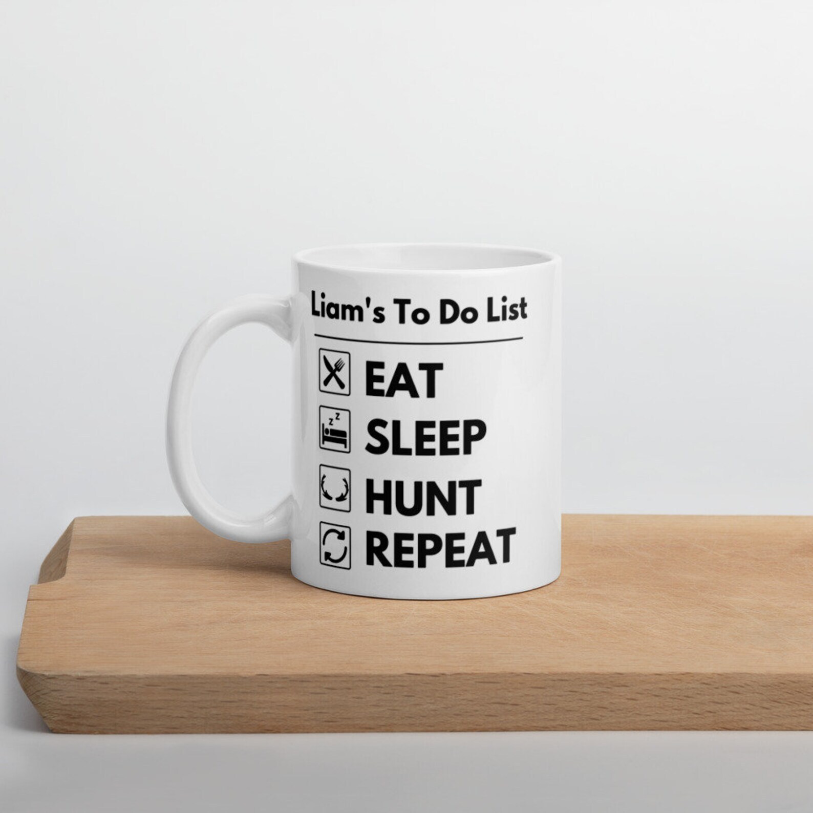 Personalised Eat Sleep Hunt Repeat Mug Hunting Quote Hunting Saying Gift Mug