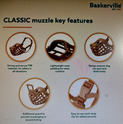 Museruola Baskerville Classic Basket Per Cani - Taglia 6 Per Musi Allungati, Permette Bere E Ansimare, Anti-ingestione - Foto 6