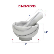 Mortaio In Marmo Di Carrara 14cm Con Pestello - Classico Ed Elegante Per Cucina