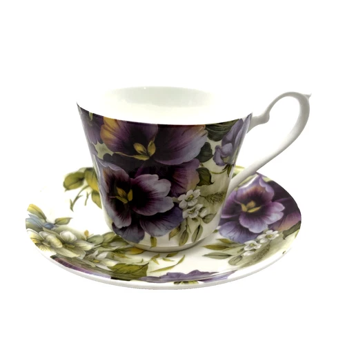 Vintage Victoria’s Secret Porcelain Tea Cup + Saucer ~ African Violet, England