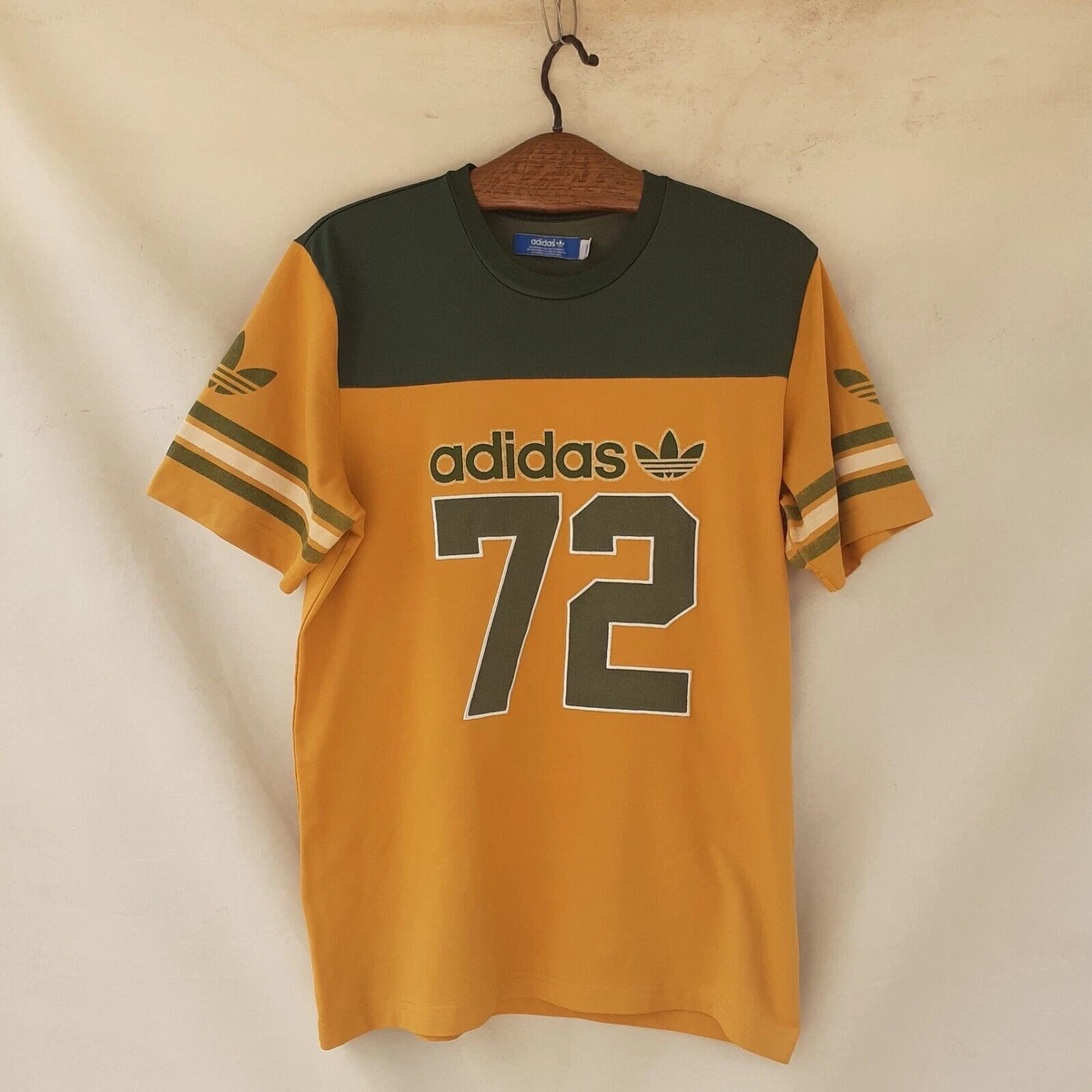 adidas Originals Retro Logo Shirt Men s Medium Mustard Green Jersey