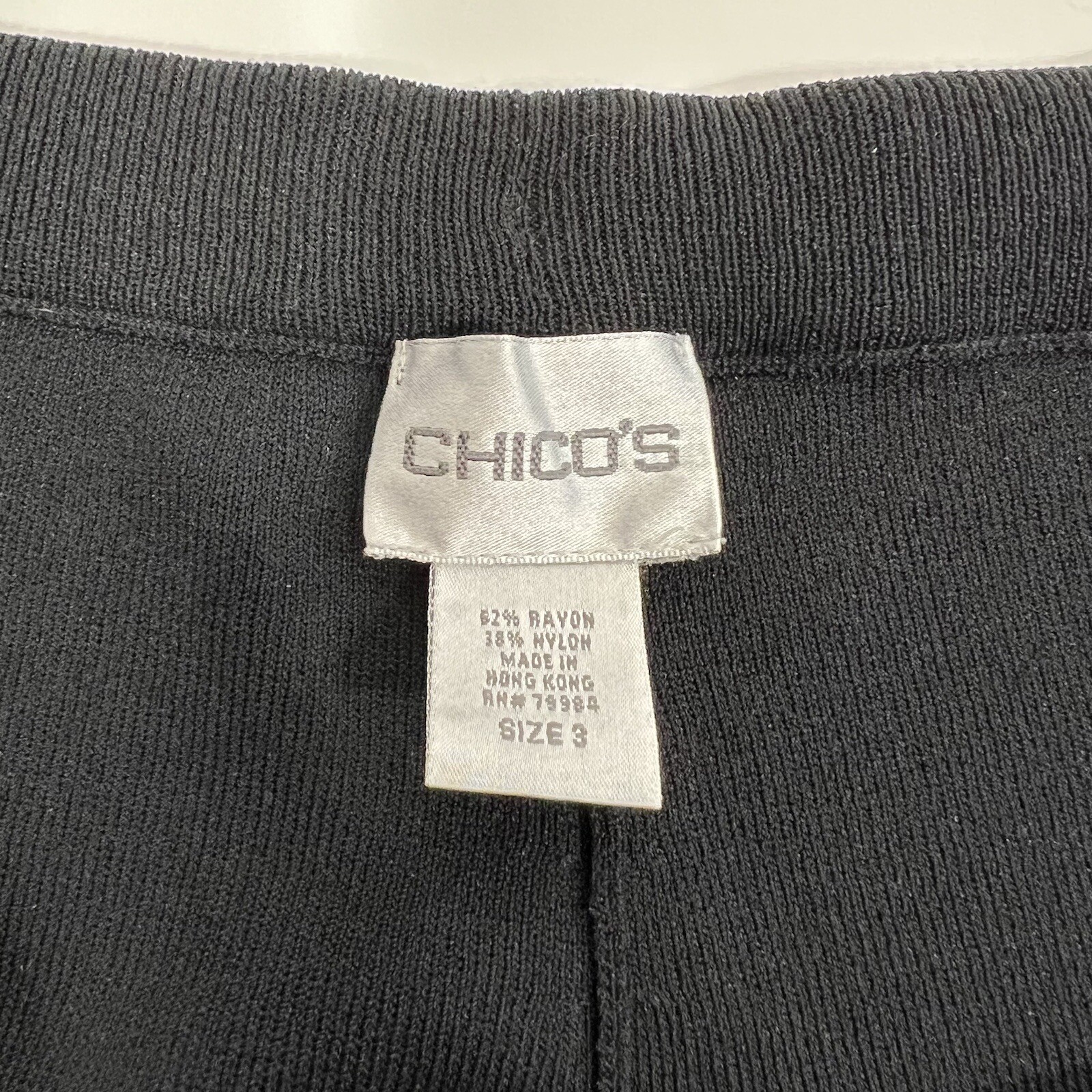 Chicos Ribbed Knit Stretch Solid Black Pull On Pa… - image 4