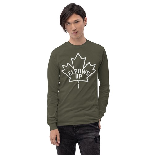 Canada Elbows Up Never 51 Long Sleeve T-Shirt, Canadian Pride Tee, Back Print - Picture 4 of 14