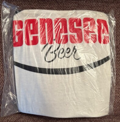 Deadstock NOS 70s 80s GENESEE BEER T-Shirt XL Devknit Red Ringer Sealed