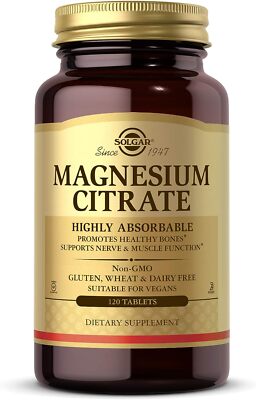 Solgar Magnesium Citrate, 120 Tablets - Promotes Healthy Bones - Supports Nerve