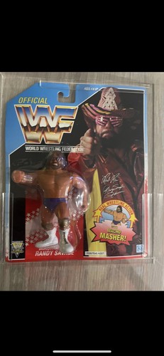 WWF Hasbro Macho Man Randy Savage MOC Series 3 Blu...