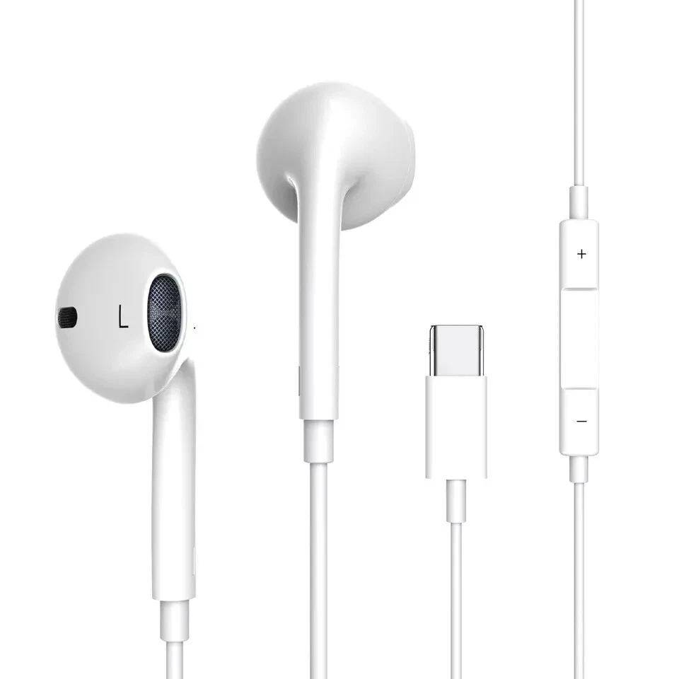 For iPhone 16 15 Pro Max iPad Pro Wired USB Type-C Stereo Earbuds Headphones - Image 4 of 4