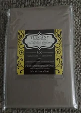 Pillowcase Set Taupe Standard TUSCANY COLLECTION 300 Thr Ct 100% Cotton Sateen