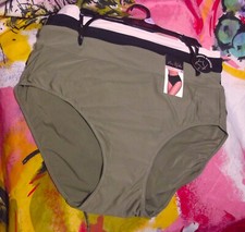 3 NEW PRIMA VALENTINA 871379 GN/BK MICROFIBER GOODBBYE TUMMY HIPSTER PANTIES XL