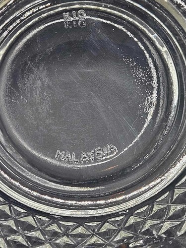 VINTAGE KIG MALESIA VETRO PORTA CARAMELLE CIOTOLA CON COPERCHIO PIANO 7 di diametro - Foto 5 di 9