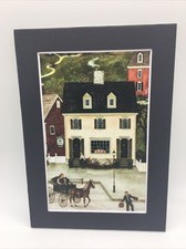 New Handmade 5x7 Matted  Old Fashioned Christmas Town Scene Free Ship 144