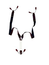Designer BROOKS BROTHERS Suspenders Braces Navy  Red w/ Genuine Leather