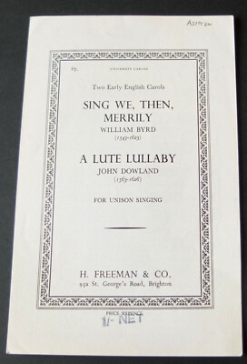 BYRD SING WE MERRILY DOWLAND LAUTE WIEGENLIED WEIHNACHTEN NOTEN 1955 UNISONO SINGEN 