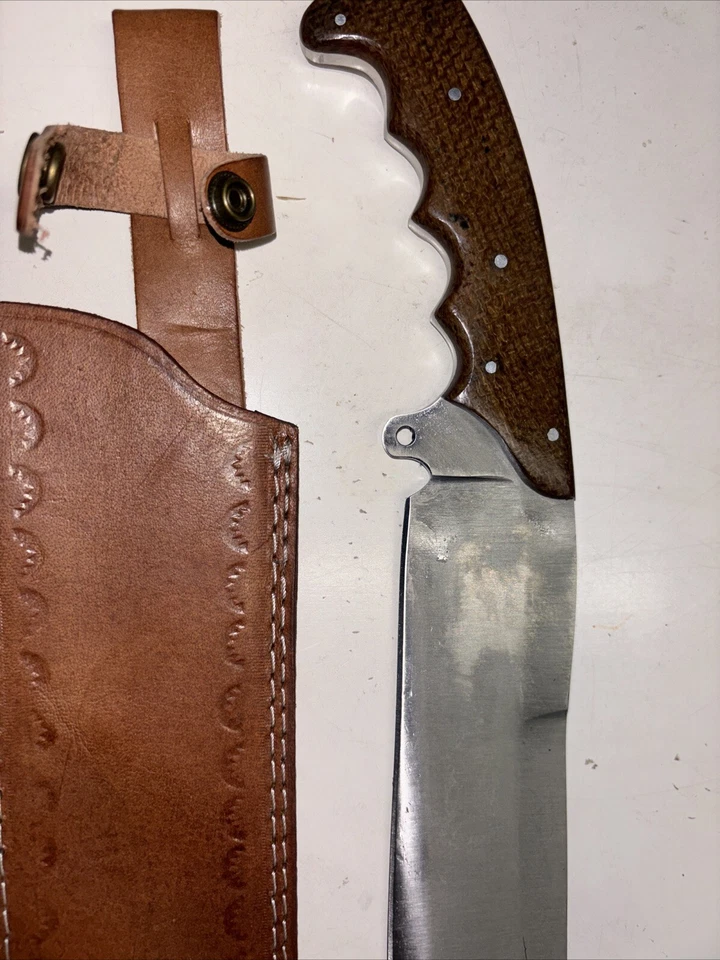 FACA BOWIE DE AÇO DAMASCO FEITA À MÃO 17" COM BAINHA, fibra de carbono - Imagem 4 de 4