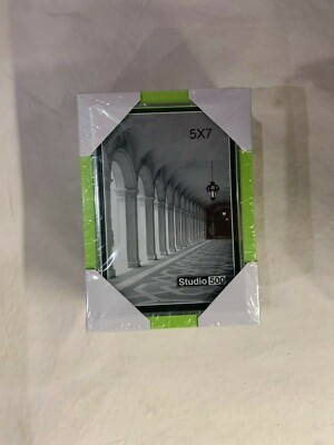 LOT of 6 5X7 Studio 500 5 by 7 inch Sleek Green w/Silver Picture Frames EPF-1313