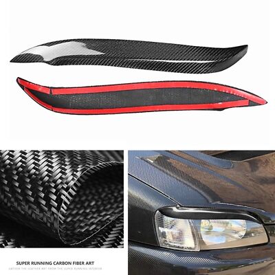 Carbon Fiber Headlight Eyelid Trim For Toyota Starlet Glanza EP91 Black MTZ