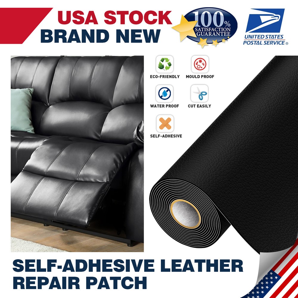 Leather Repair Kit Self-Adhesive Patch Stick on Sofa Clothing Car Seat black
