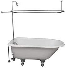Chrome Aluminum R2200A Clawfoot Tub Shower Faucet and Rectangular Combo Set