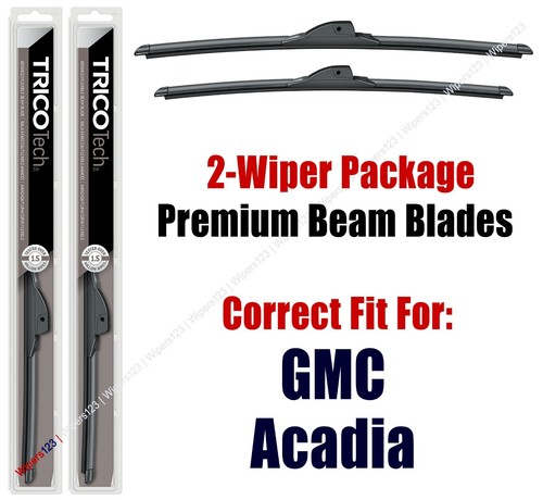 2-Pack Beam Wiper Blades For 2007-2016 GMC Acadia - Trico Brand, Black Finish