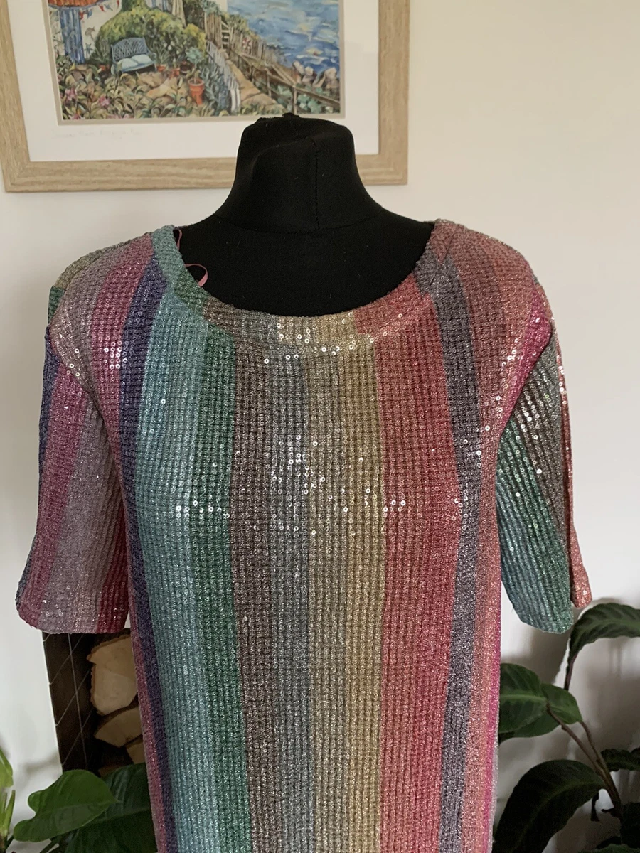 Zara sequin rainbow best sale dress