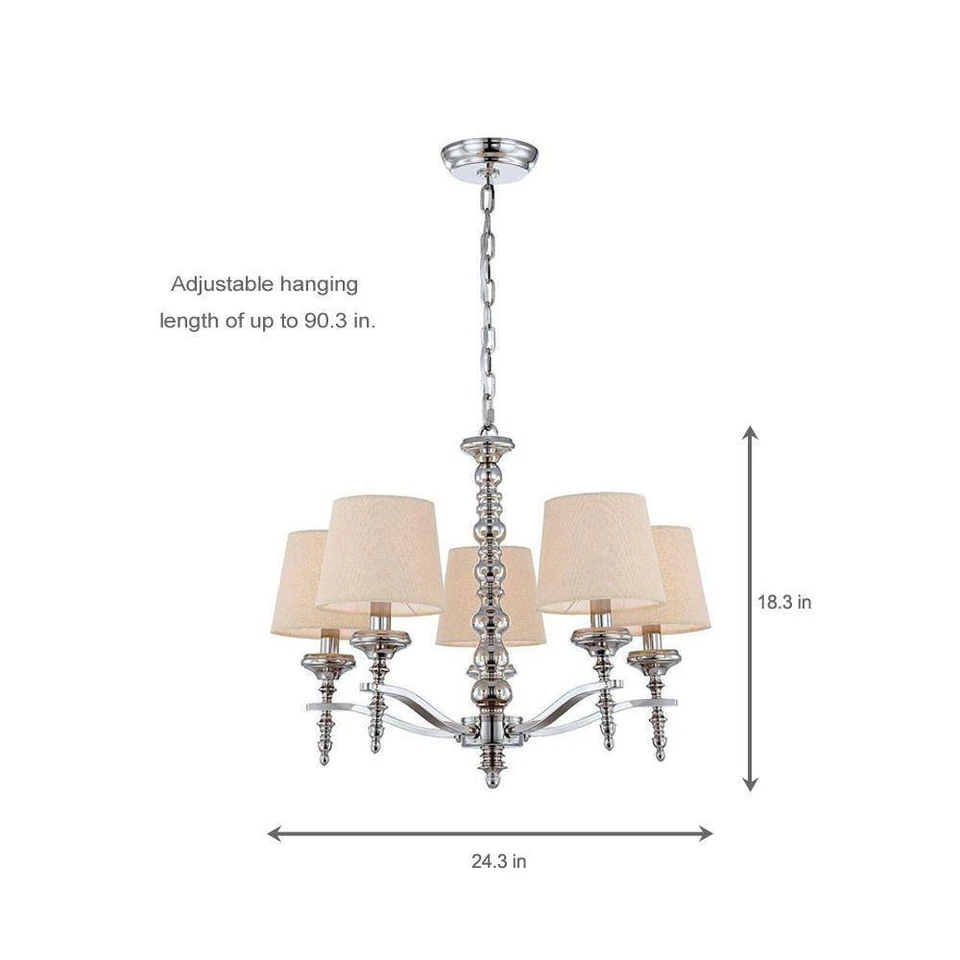World Imports Jana Collection полированная никелевая люстра подвесной светильник - Изображение 2 из 4