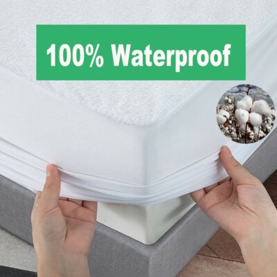 Matratzenschoner Fully Fitted Mattress Protector Waterproof Terry Cotton Cover