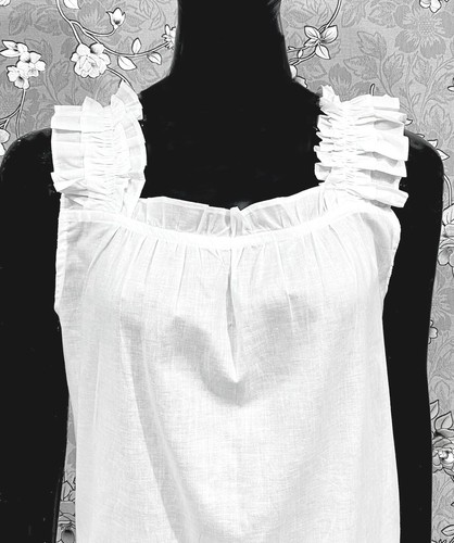 Victorian 100% Cotton Pajama Set Ruffle Strap Top Shorts SoieRose SR1171 - Picture 2 of 7