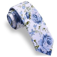 Fashion 2.4"  6cm  Floral Skinny Tie for Men Slim Flower Print White/Blue/Olive