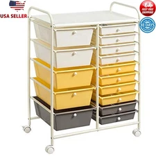 15 Drawer Rolling Storage Cart Office Organizer Tool Art Supplies Multi-Use