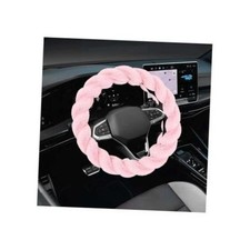 Fluffy Car Steering Wheel Cover, 15" Twisted Plush Auto Steering Wheel Pink
