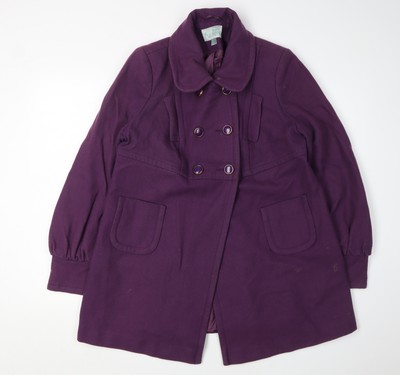 Monsoon Women's Purple Wool Pea Coat Size 16 UK