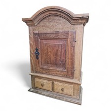 Antique Danish Rustic Wall Cabinet Cupboard Solid oak Arched Top 2 Drawers
