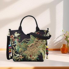 Women Embroidery Handbag Retro Style Crossbody Purse for Ladies Dating Party