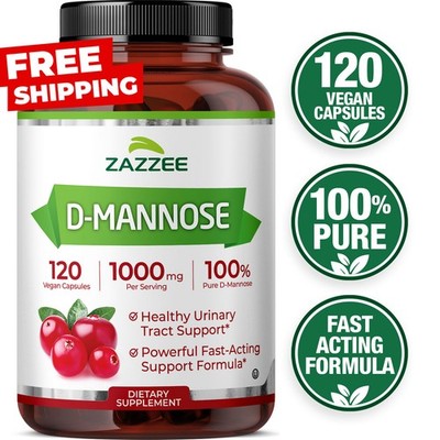 D-Mannose, 1000 mg per Serving, 120 Vegan Capsules, Kosher, UTI Support