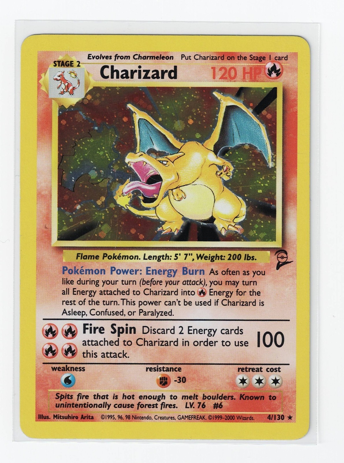 Pokemon Charizard 4/130 Base Set 2 Holo Rare MP 2000 WOTC